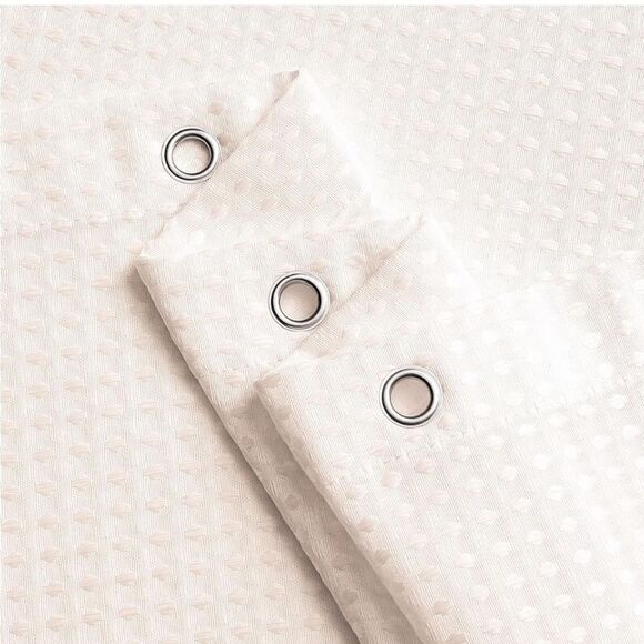 MitoVilla Pink Shower Curtain 72 X 78, Long Waffle Fabric Shower Curtain - Picture 4 of 6